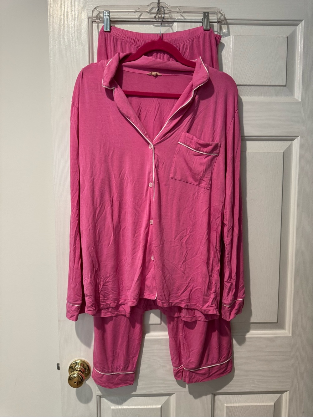 Classic Women's Pink Pajama Set - Soft Button-Front Top & Pants